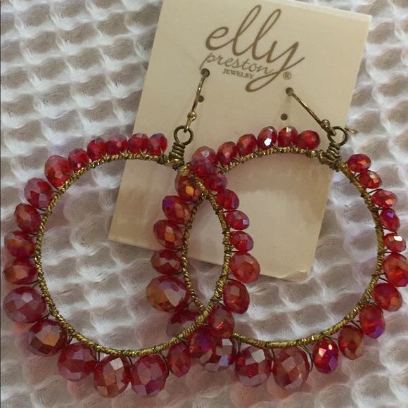Red Crystal Hoops - Picture 1 of 4